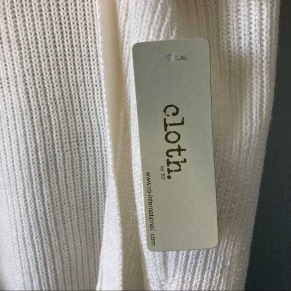 Tiered Ruffle Sleeve Open-Front Knit Cream Cardigan Sweater by Cloth Size Small - Picture 4 of 10